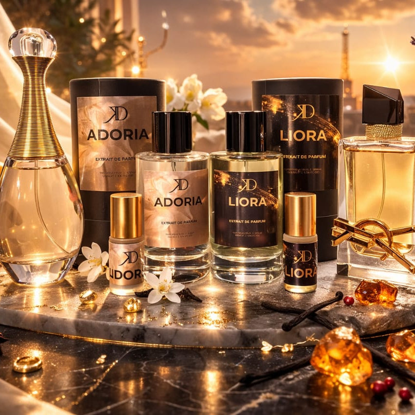 LIORA 100ml(Extrait LIBRE INTENSE)+ADORIA 100ml(Extrait J'ADORE)+2 Huiles 5ml OFFERTS