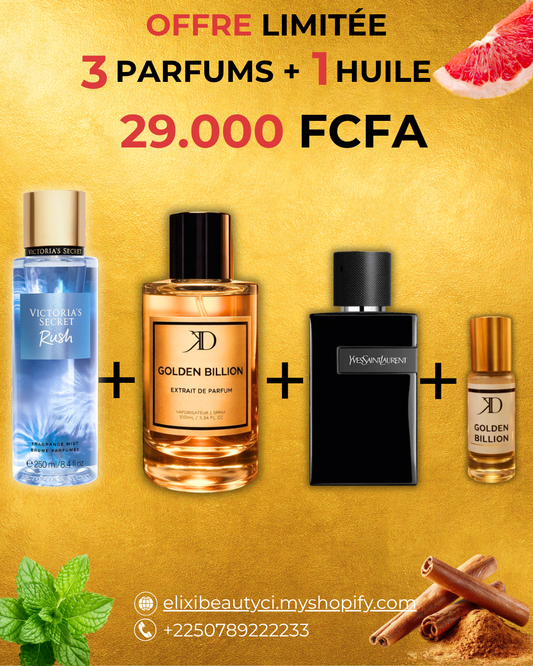 KD Golden Billion+ YSL Y + brume + Huile Golden Billion