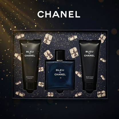 Coffret BLEU DE CHANEL EDP 100ml + Gel Douche 100ml + Gel Nottoyant Visage 100ml