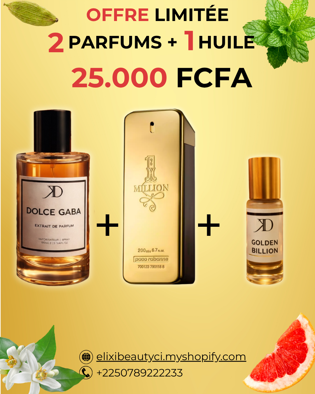 KD Dolce Gaba+ One Million + Huile Golden Billion
