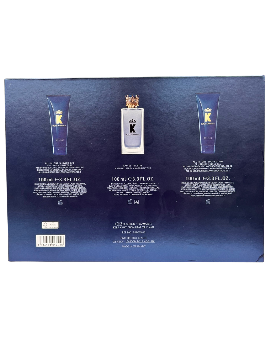 Coffret DOLCE & GABBANA K EDT 100ml + Gel Douche 100ml + Lotion corporelle 100ml