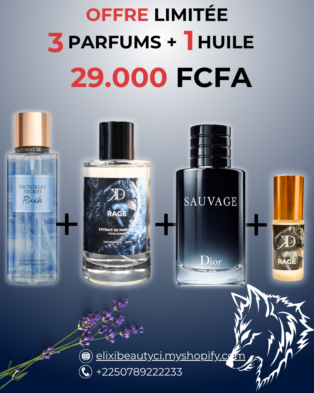 KD Rage + Sauvage + brume + Huile Rage
