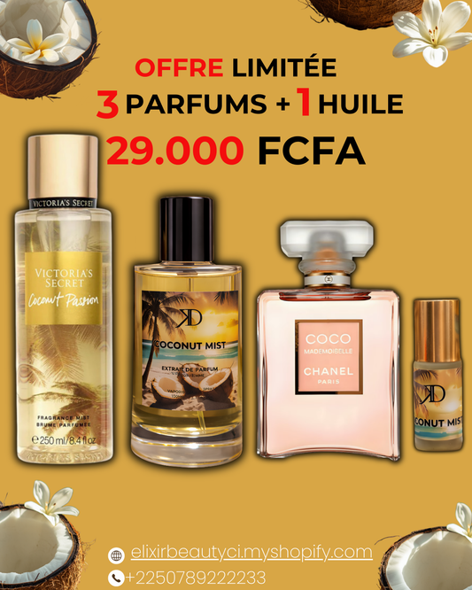 KD Coconut Mist + Coco Mademoiselle + brume + Huile