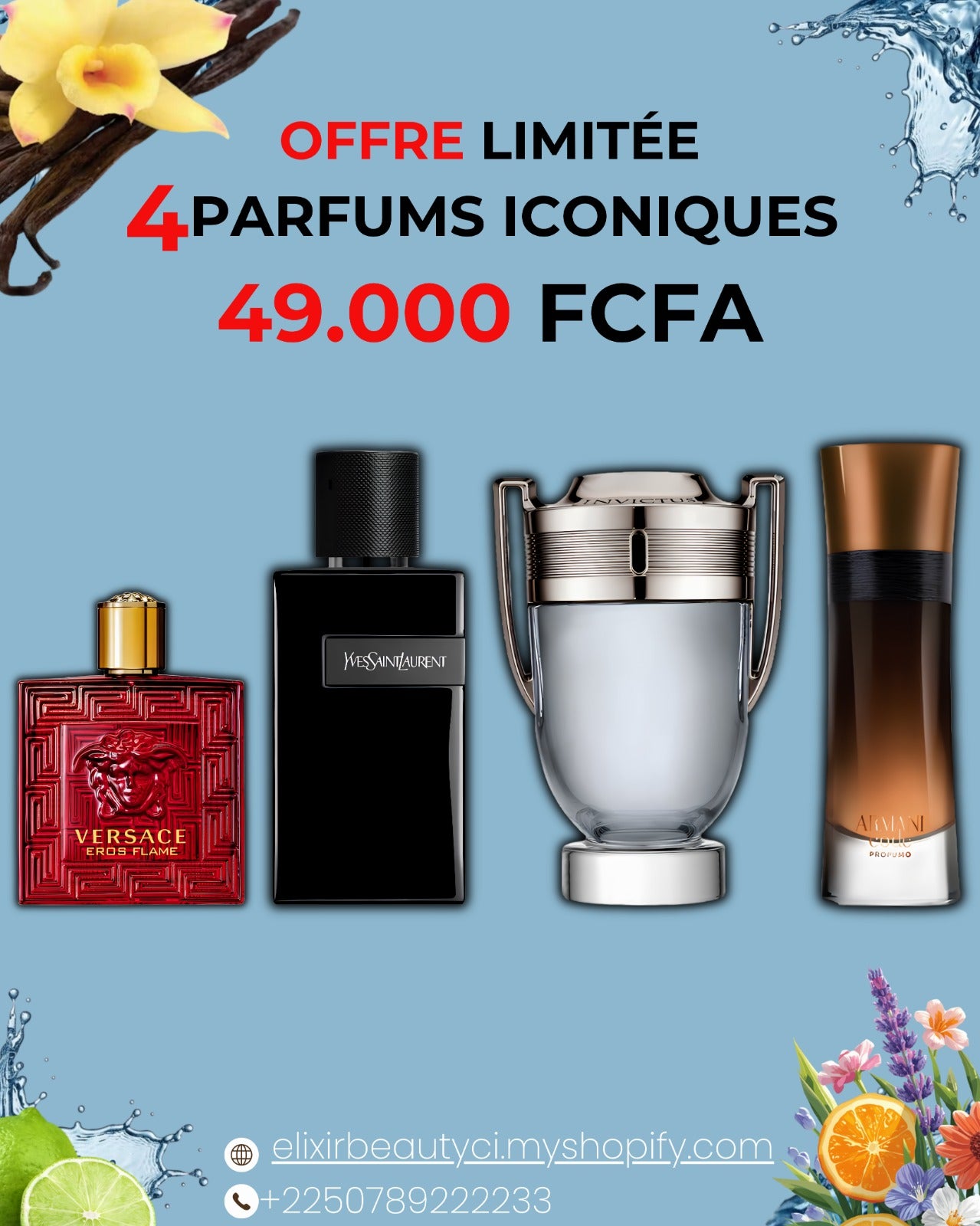 Eros Flame + Ysl Y + Invictus + Armani Code