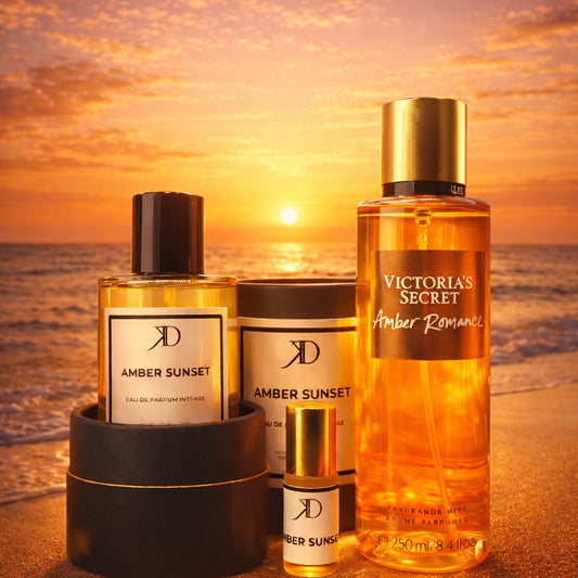 AMBER SUNSET 100ml(Extrait AMBER ROMANCE) + Huile 5ml + Brume 250ml