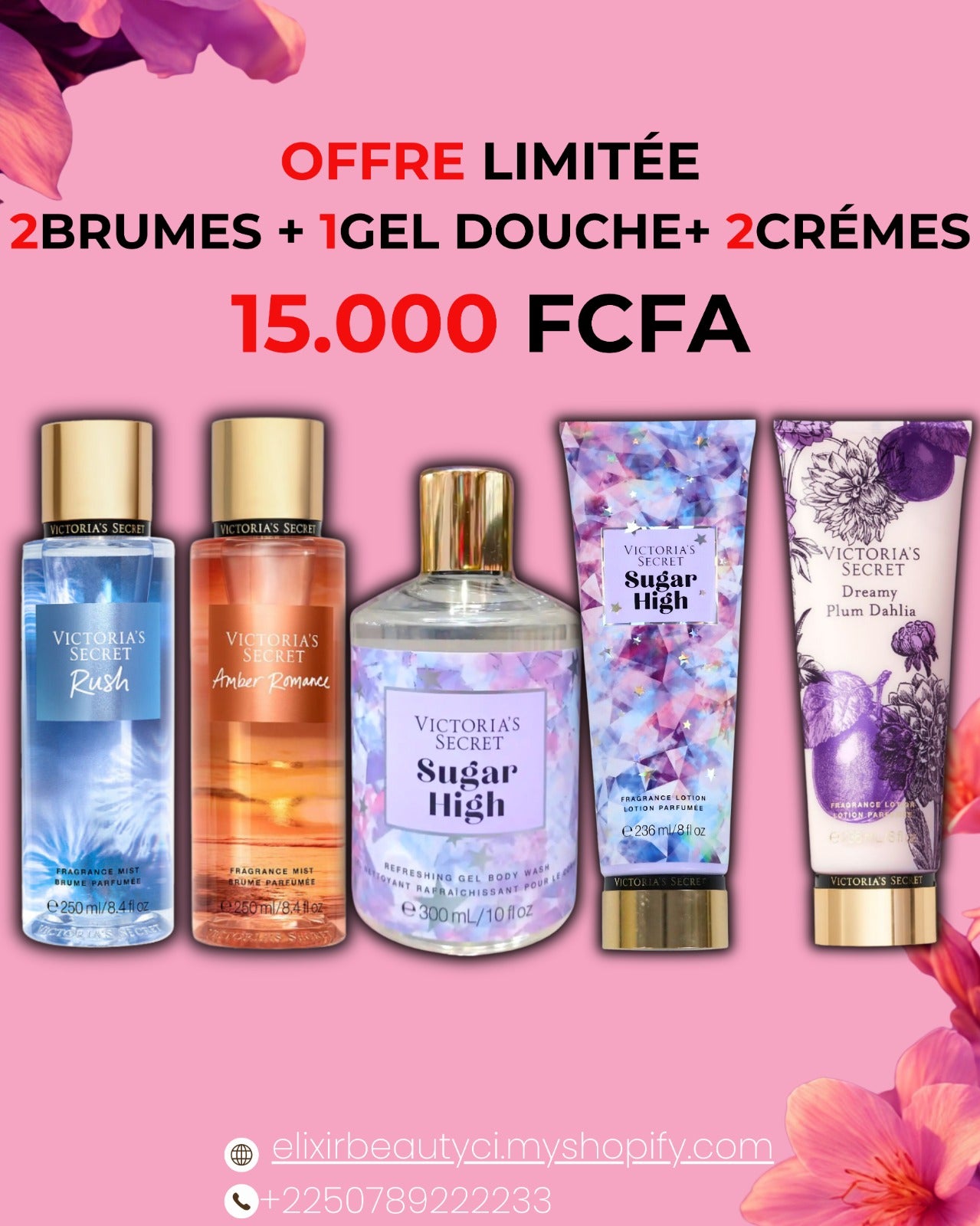 Promo 2 Brumes + 2 Tubes + Gel douche
